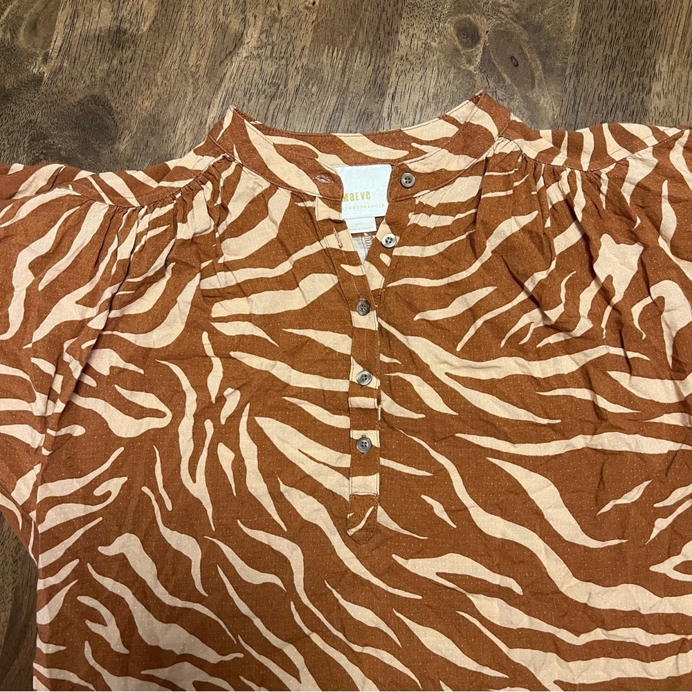 Anthropologie Maeve Windham Zebra Stripe Tunic in Cedar Orange Size Small - Picture 4 of 11
